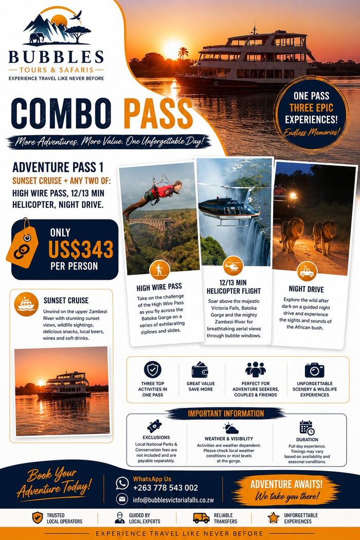 Adventure Pass 1 combo — US$343 per person