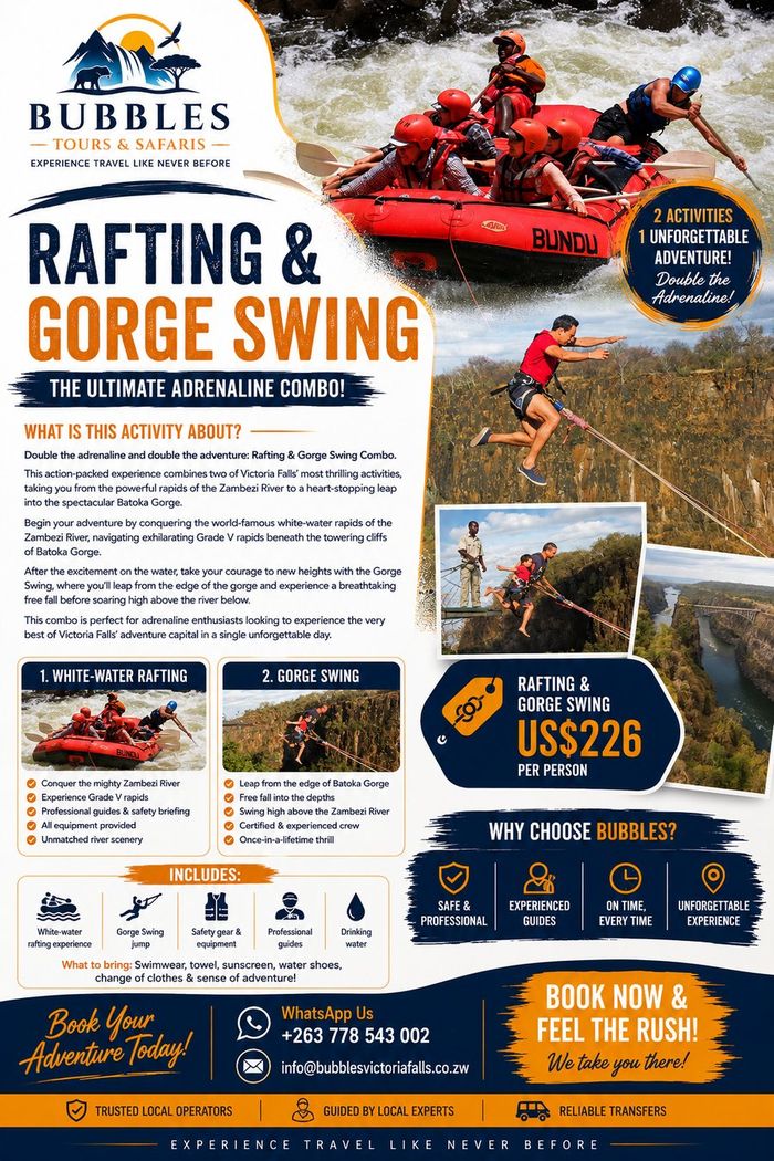 Rafting and Gorge Swing combo — US$226 per person