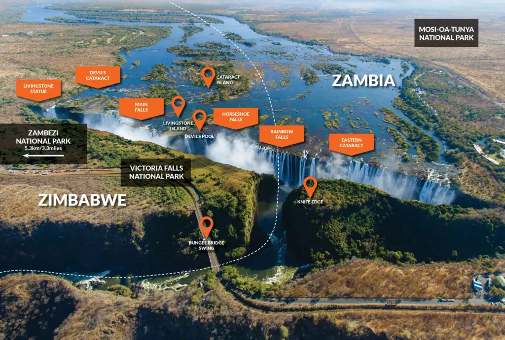 Map of Victoria Falls area